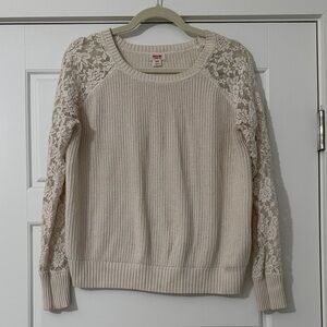 Mossimo Supply Co. Cream Lace Sleeve Sweater